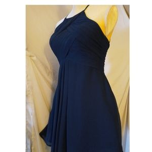 Womens formal elegant navy blue evening dress